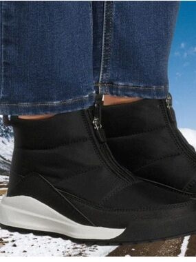 Ozark Trail Black Winter Sneaker  Zip Ankle Boots with White Sole NEW 10